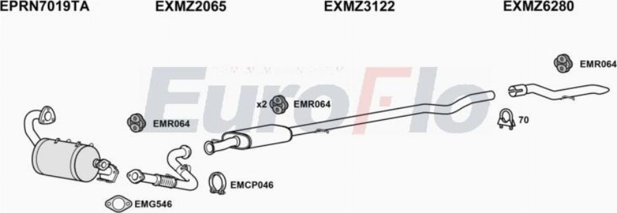 EuroFlo MZVIT16D 7005E - Impianto gas scarico autozon.pro