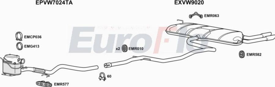 EuroFlo VWBEE20D 1001B - Impianto gas scarico autozon.pro