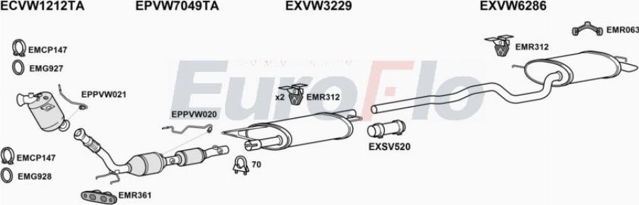 EuroFlo VWTRA20D 7062D - Impianto gas scarico autozon.pro