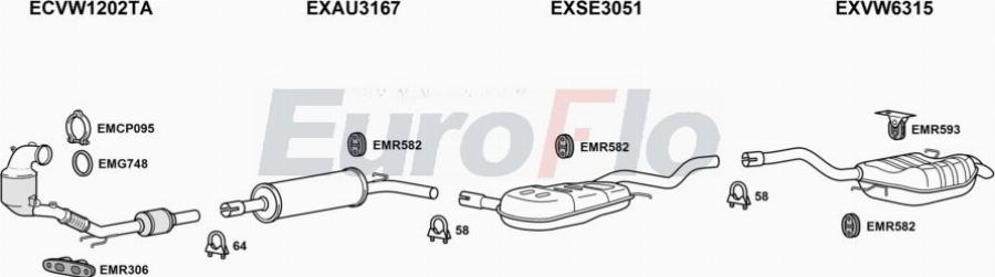 EuroFlo VWGOL15 3005B - Impianto gas scarico autozon.pro