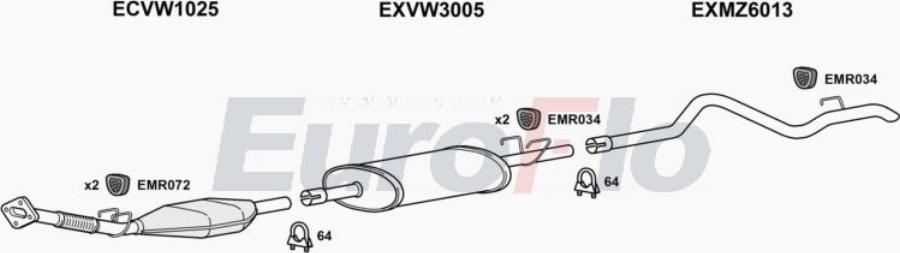 EuroFlo VWLT25D 7008A00 - Impianto gas scarico autozon.pro