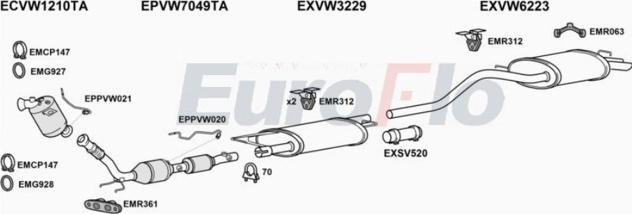 EuroFlo VWTRA20D 7058D - Impianto gas scarico autozon.pro