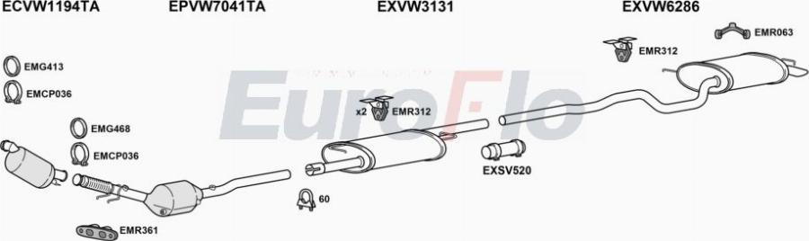 EuroFlo VWTRA20D 7022B - Impianto gas scarico autozon.pro