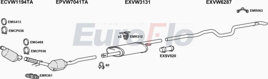 EuroFlo VWTRA20D 7022D - Impianto gas scarico autozon.pro