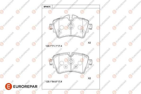 EUROREPAR 1681249980 - Kit pastiglie freno, Freno a disco autozon.pro