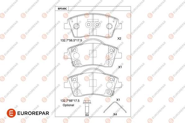 EUROREPAR 1681249680 - Kit pastiglie freno, Freno a disco autozon.pro