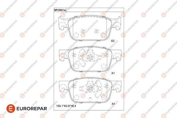 EUROREPAR 1681244080 - Kit pastiglie freno, Freno a disco autozon.pro