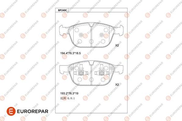 EUROREPAR 1681241480 - Kit pastiglie freno, Freno a disco autozon.pro