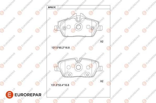 EUROREPAR 1681241580 - Kit pastiglie freno, Freno a disco autozon.pro