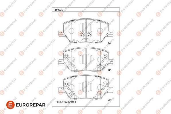 EUROREPAR 1681248980 - Kit pastiglie freno, Freno a disco autozon.pro