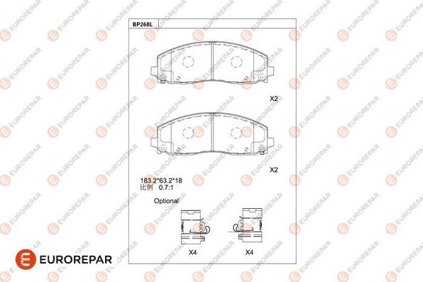 EUROREPAR 1681248780 - Kit pastiglie freno, Freno a disco autozon.pro