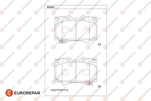 EUROREPAR 1681243280 - Kit pastiglie freno, Freno a disco autozon.pro