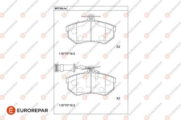 EUROREPAR 1681259780 - Kit pastiglie freno, Freno a disco autozon.pro