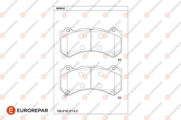 EUROREPAR 1681254580 - Kit pastiglie freno, Freno a disco autozon.pro