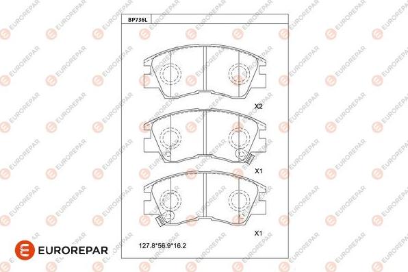 EUROREPAR 1681255580 - Kit pastiglie freno, Freno a disco autozon.pro