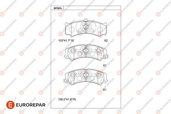 EUROREPAR 1681255880 - Kit pastiglie freno, Freno a disco autozon.pro