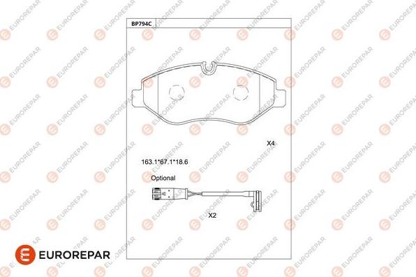 EUROREPAR 1681255780 - Kit pastiglie freno, Freno a disco autozon.pro