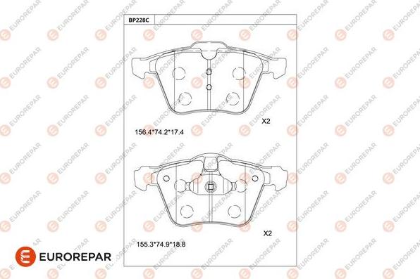 EUROREPAR 1681256480 - Kit pastiglie freno, Freno a disco autozon.pro