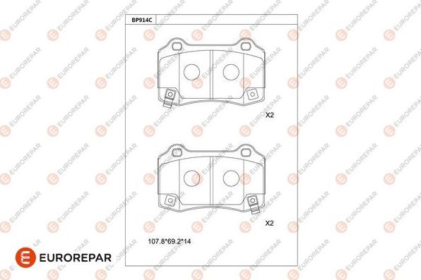 EUROREPAR 1681258980 - Kit pastiglie freno, Freno a disco autozon.pro