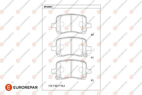 EUROREPAR 1681252680 - Kit pastiglie freno, Freno a disco autozon.pro