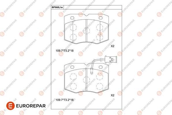 EUROREPAR 1681252880 - Kit pastiglie freno, Freno a disco autozon.pro