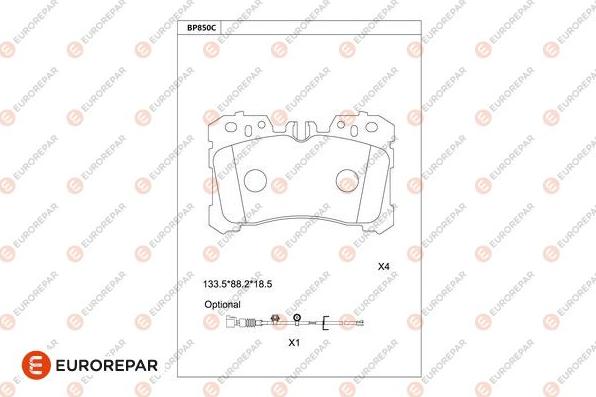 EUROREPAR 1681264380 - Kit pastiglie freno, Freno a disco autozon.pro