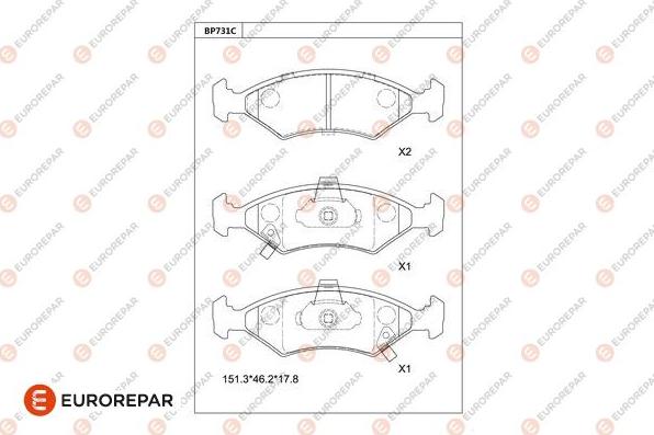 EUROREPAR 1681263580 - Kit pastiglie freno, Freno a disco autozon.pro