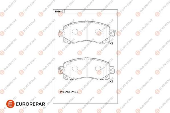 EUROREPAR 1681262280 - Kit pastiglie freno, Freno a disco autozon.pro