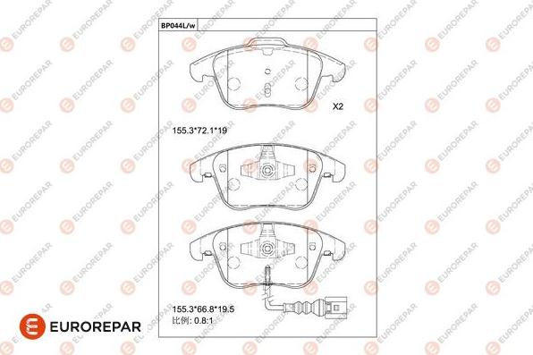 EUROREPAR 1681209480 - Kit pastiglie freno, Freno a disco autozon.pro