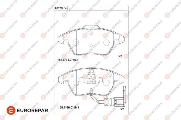 EUROREPAR 1681209180 - Kit pastiglie freno, Freno a disco autozon.pro