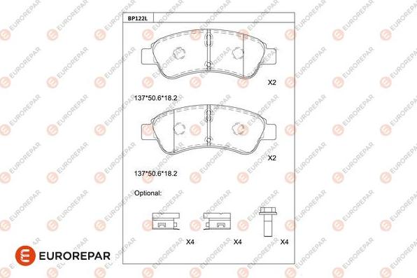 EUROREPAR 1681209380 - Kit pastiglie freno, Freno a disco autozon.pro