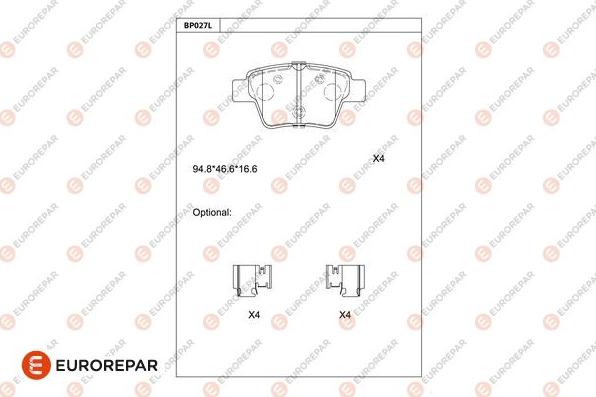 EUROREPAR 1681208580 - Kit pastiglie freno, Freno a disco autozon.pro