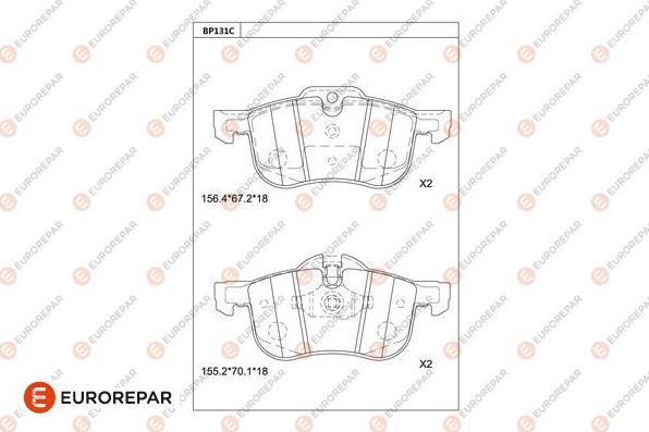 EUROREPAR 1681208680 - Kit pastiglie freno, Freno a disco autozon.pro