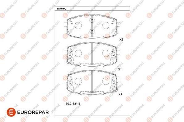 EUROREPAR 1681208380 - Kit pastiglie freno, Freno a disco autozon.pro