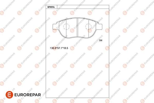 EUROREPAR 1681207980 - Kit pastiglie freno, Freno a disco autozon.pro