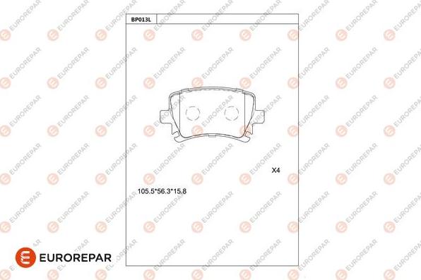 EUROREPAR 1681207680 - Kit pastiglie freno, Freno a disco autozon.pro