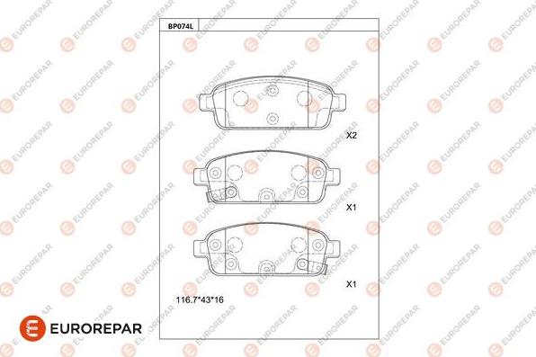 EUROREPAR 1681207080 - Kit pastiglie freno, Freno a disco autozon.pro