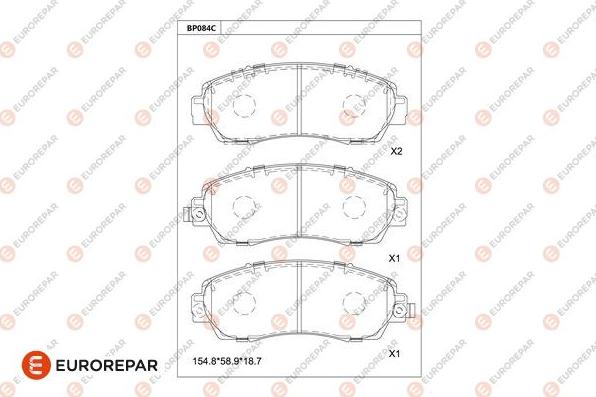 EUROREPAR 1681207380 - Kit pastiglie freno, Freno a disco autozon.pro