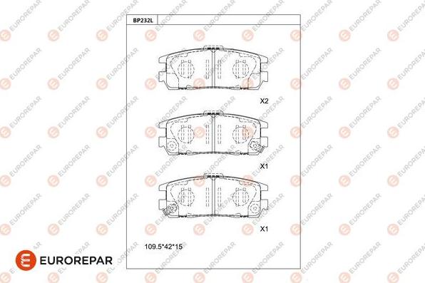 EUROREPAR 1681219480 - Kit pastiglie freno, Freno a disco autozon.pro