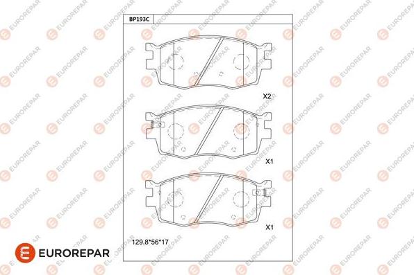 EUROREPAR 1681214280 - Kit pastiglie freno, Freno a disco autozon.pro