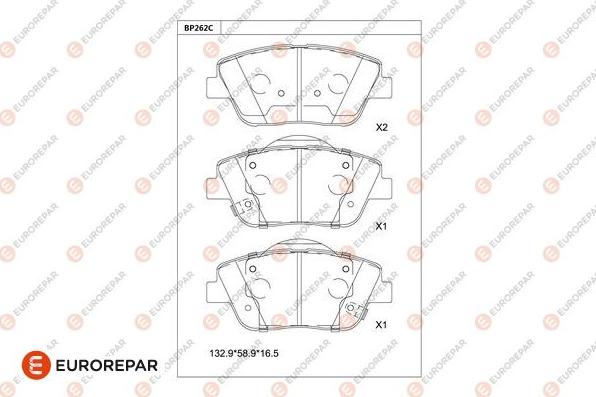 EUROREPAR 1681216980 - Kit pastiglie freno, Freno a disco autozon.pro