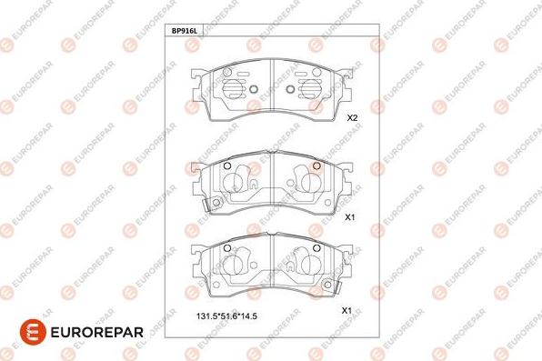 EUROREPAR 1681210580 - Kit pastiglie freno, Freno a disco autozon.pro