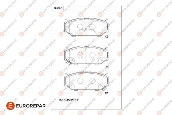 EUROREPAR 1681211880 - Kit pastiglie freno, Freno a disco autozon.pro