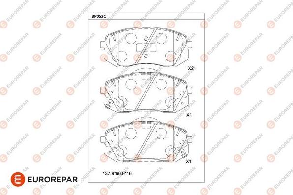 EUROREPAR 1681211780 - Kit pastiglie freno, Freno a disco autozon.pro