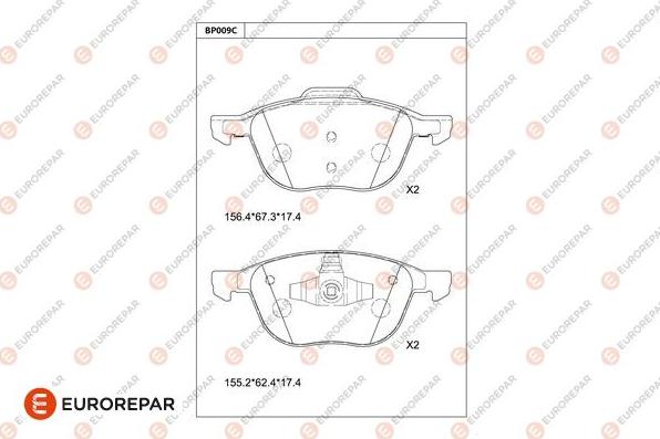 EUROREPAR 1681218180 - Kit pastiglie freno, Freno a disco autozon.pro