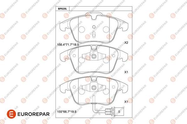 EUROREPAR 1681213480 - Kit pastiglie freno, Freno a disco autozon.pro