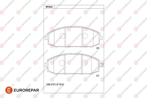 EUROREPAR 1681284880 - Kit pastiglie freno, Freno a disco autozon.pro