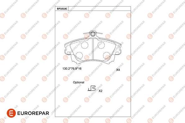 EUROREPAR 1681285480 - Kit pastiglie freno, Freno a disco autozon.pro