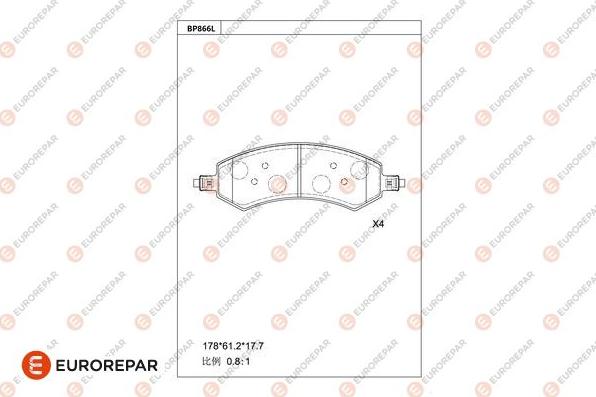 EUROREPAR 1681285380 - Kit pastiglie freno, Freno a disco autozon.pro