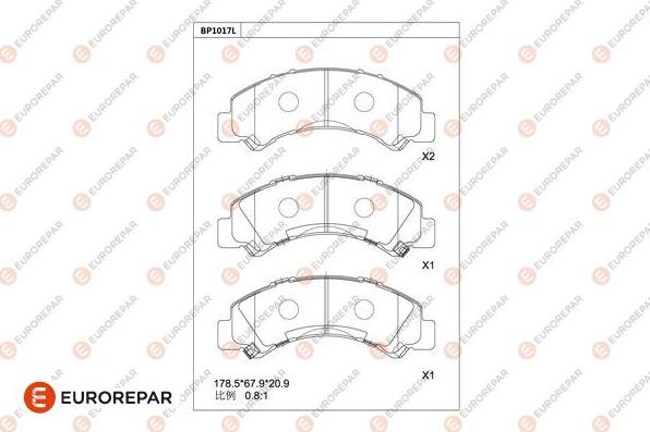 EUROREPAR 1681285280 - Kit pastiglie freno, Freno a disco autozon.pro